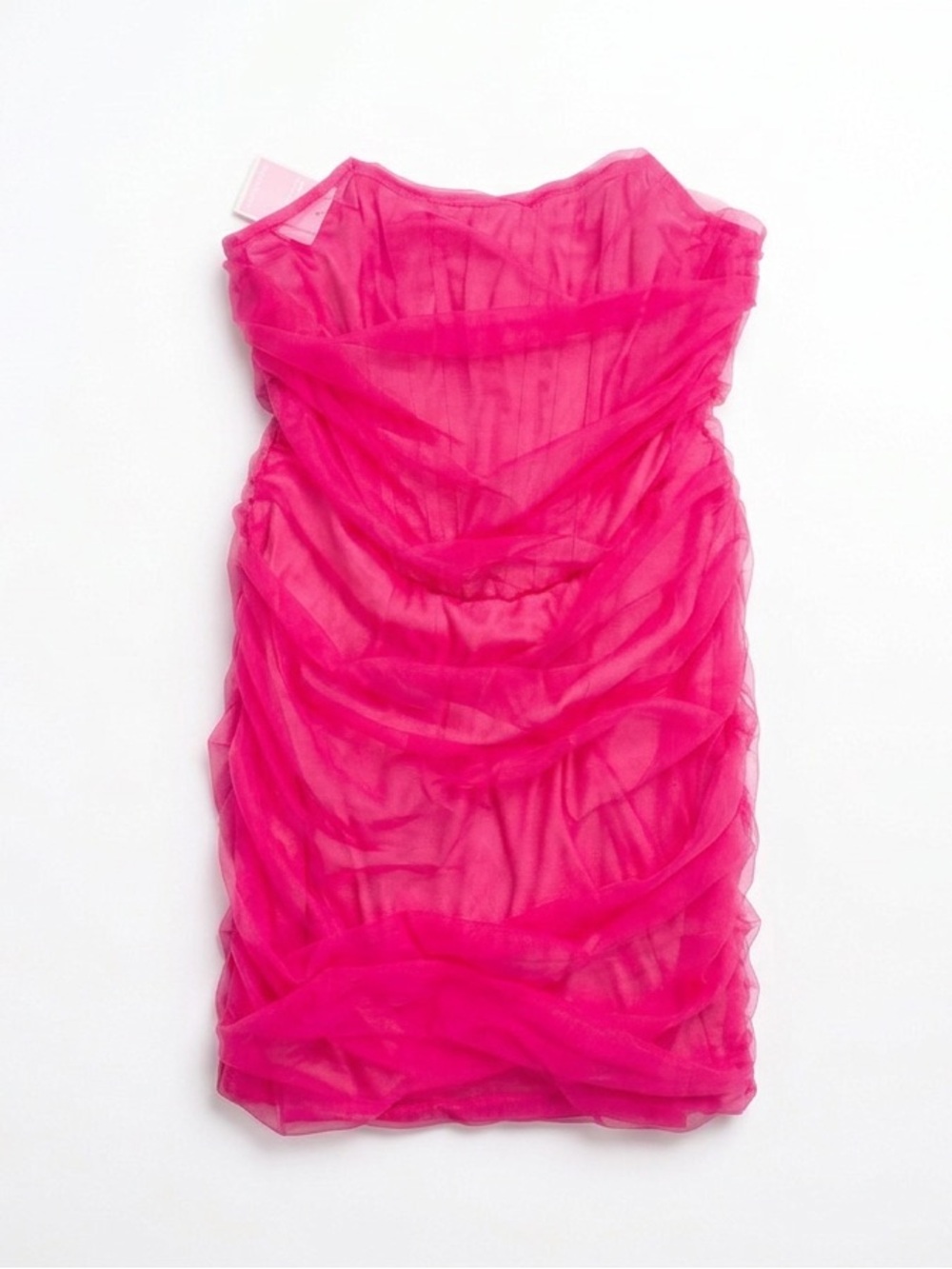 PrettyLittleThing Hot Pink Strapless Ruching Mini Dress
